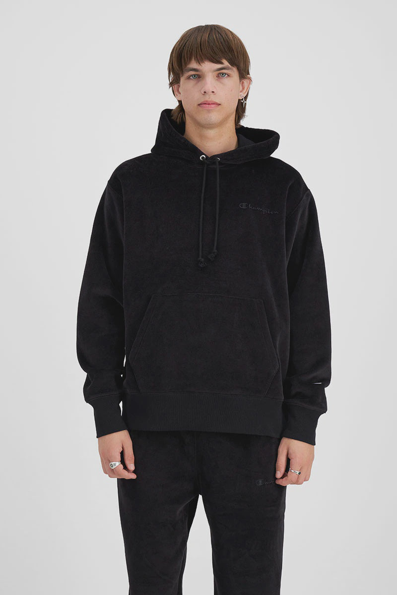 CA-P10 (Rebound velour hoodie black/black) 52296521 CHAMPION