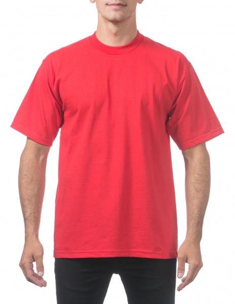 PC-G (Pro Club Men's Heavyweight Cotton Short Sleeve Crew Neck T-Shirt-Red) - Otahuhu Shoes