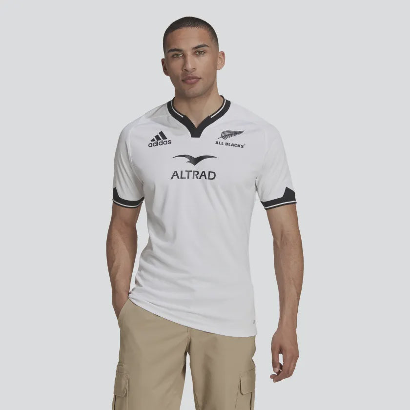 AA-Y20 (Adidas all blacks rugby replica away jersey white/black) 52396820 ADIDAS