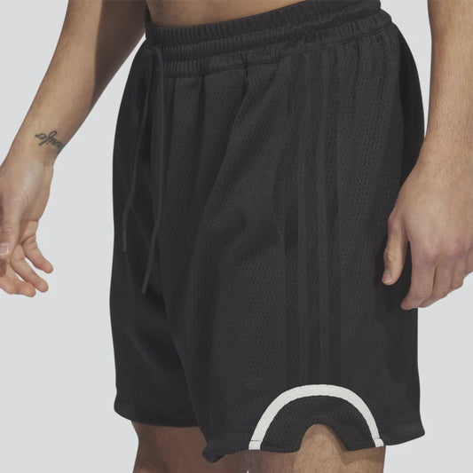 AA-Y19 (Adidas basketball mesh shorts black/silver) 32294350 ADIDAS