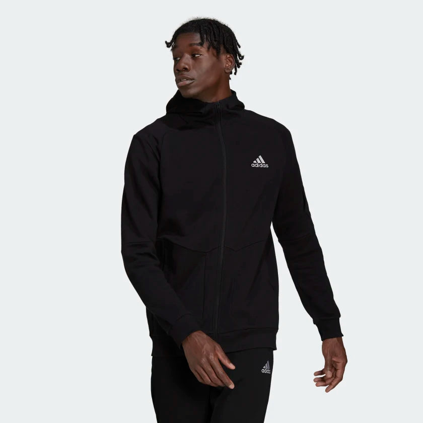 AA-G14 (Adidas essentials 4 game day full zip hoodie black/white) 52295630 ADIDAS