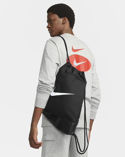 NE-L25 (Nike brasilia drawstring bag 9.5 18 L black/white) 122391790