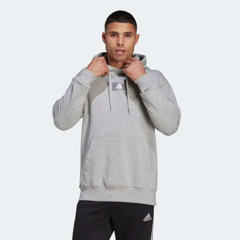 AA-D14 (Adidas essentials feel vivid cotton drop shoulder hoodie medium heather grey)52295115 ADIDAS