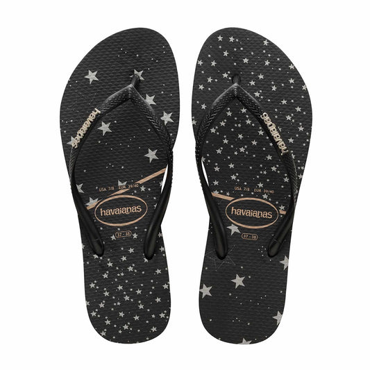 HA-WV5 (SLIM LOGO METALLIC PRINT STAR 7630 BLK/SILVER) 71992500 HAVAIANAS