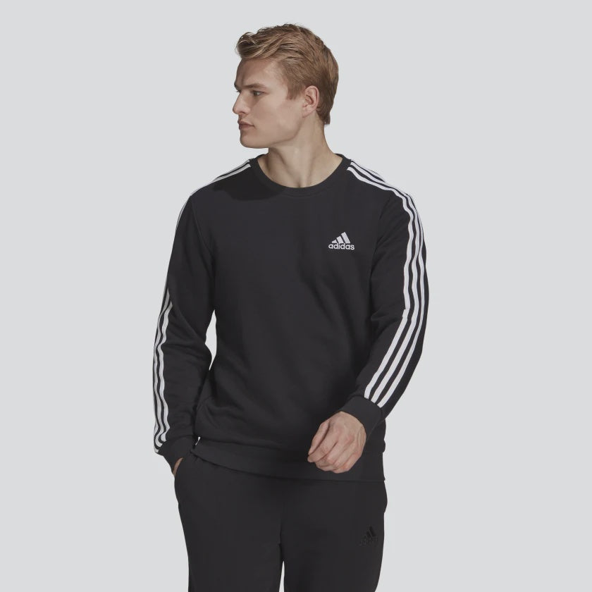 AA-L14 (Adidas essentials french terry 3-stripes sweatshirt crew black/white) 52294095 ADIDAS