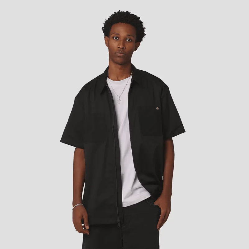 D-G6 (Dickies 1574 short sleeve zip-through work shirt black) 12495096