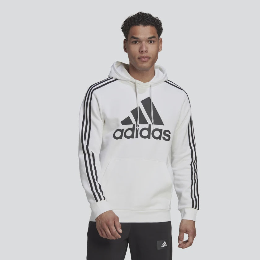 AA-O20 (Adidas big logo 3 stripe fleece hoodie white/black) 42394329 ADIDAS