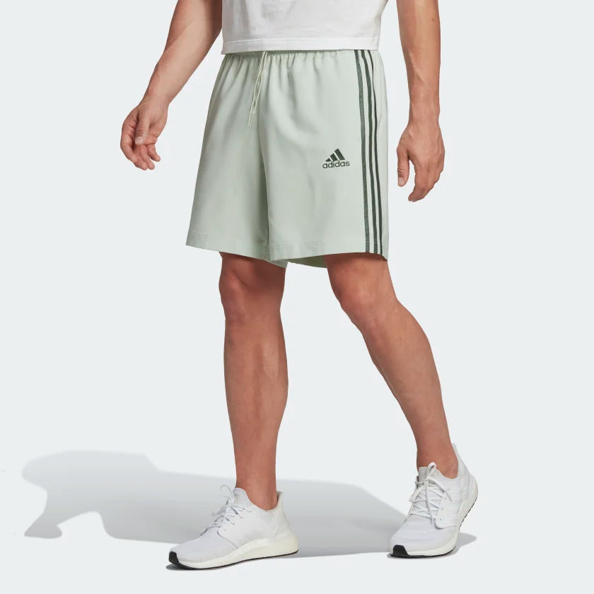 AA-U17 (AEROREADY ESSENTIALS CHELSEA 3-STRIPES SHORTS Linen Green / Green Oxide) 12392815 ADIDAS