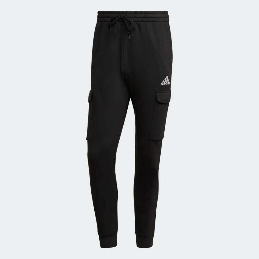 AA-D15 (Adidas essentials fleece regular tapered cargo pants black/white) 72294605 ADIDAS