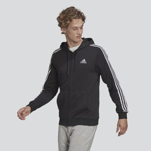 AA-E14 (Adidas essentials french terry 3-stripes full zip hoodie black/white) 52295115 ADIDAS