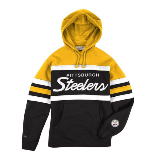 MNA-V13 (Head coach hoody steelers black/yellow) 1021998695 MITCHELL AND NESS