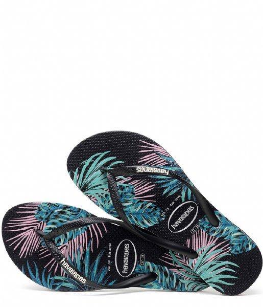 HA-WA5 (SLIM TROPICAL FLORAL 4137 BLK/BLK) 91891800 - Otahuhu Shoes