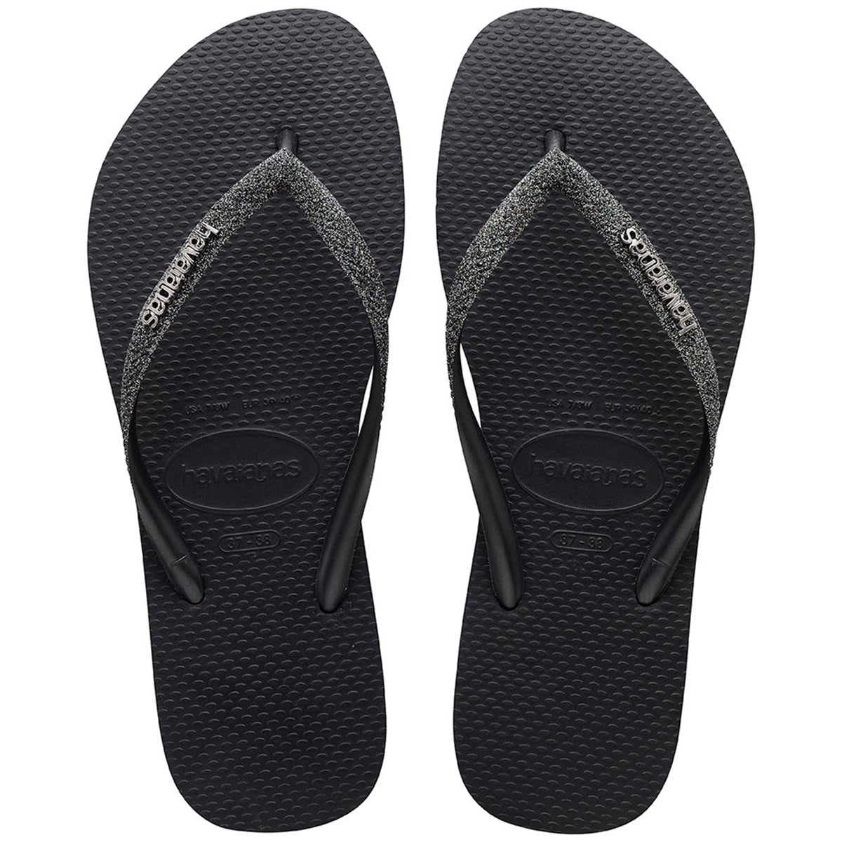 HA-WL7 (Havaianas glitter logo metallic black/dark grey) 112292350 HAVAIANAS