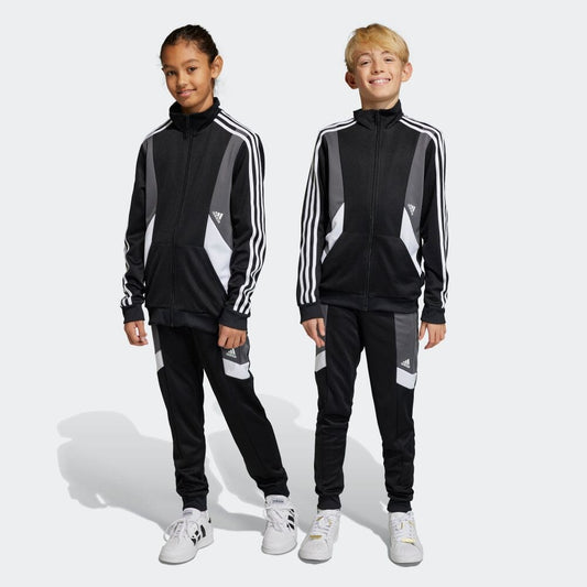 AA-D20 (Adidas 3 stripes colour block tracksuit black/white/gray) 32295630 ADIDAS