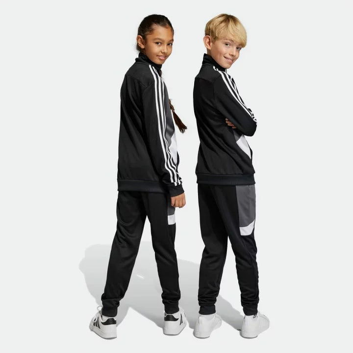 AA-D20 (Adidas 3 stripes colour block tracksuit black/white/gray) 32295630 ADIDAS