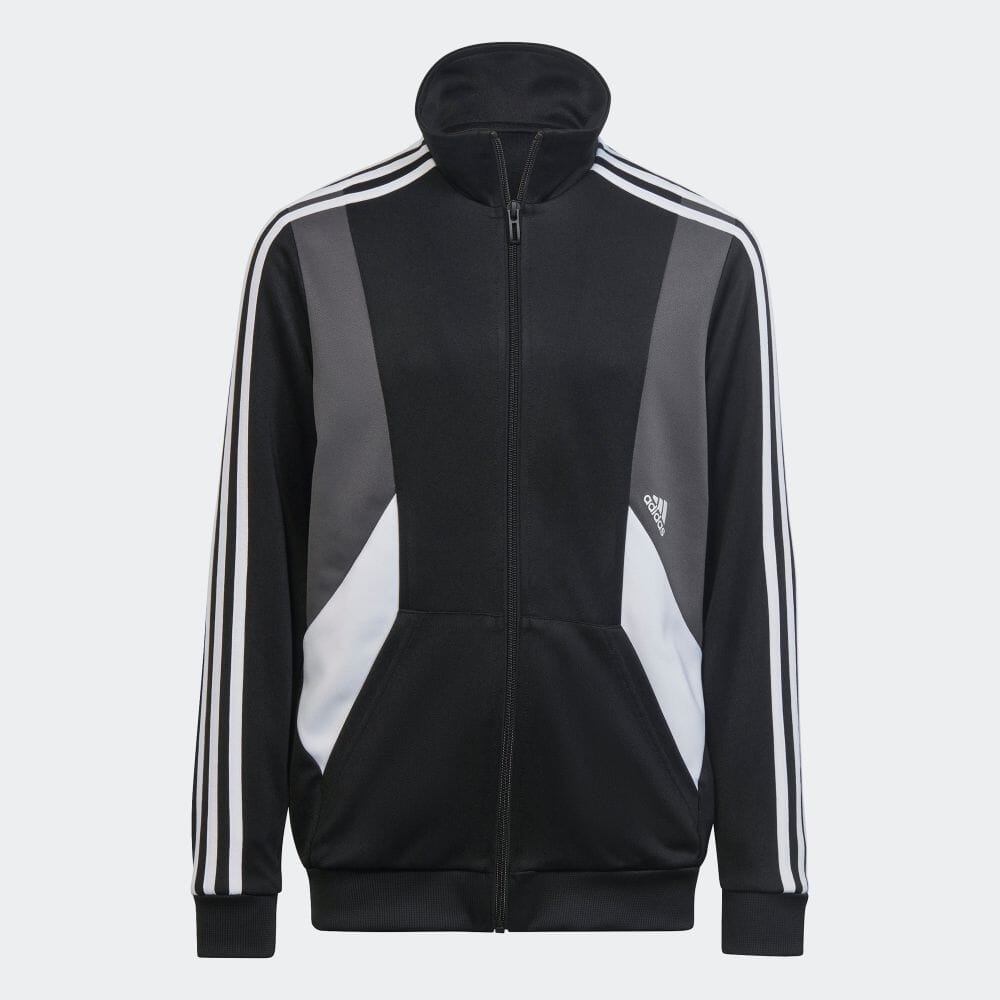 AA-D20 (Adidas 3 stripes colour block tracksuit black/white/gray) 32295630 ADIDAS