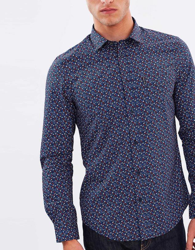 BSA-B (Ls floral shirt navy) 112095215 - Otahuhu Shoes