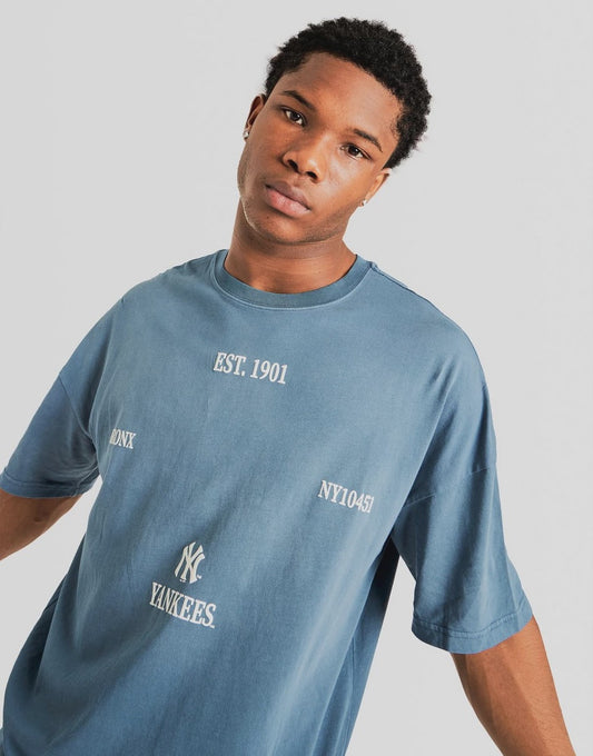 MJA-M8 (Majestic sunbleached multi logo oversize yankees vintage indigo) 122293478 MAJESTIC
