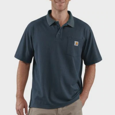 CHA-B2 (Carhartt pique-knit contractors pocket polo navy) 12292775 CARHARTT