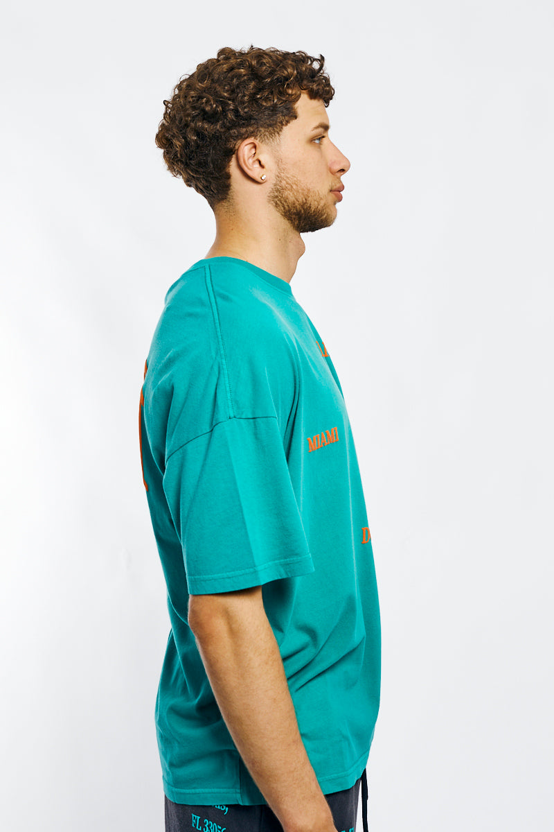 MJA-J8 (Majestic sunbleached multi logo oversize dolphins faded teal) 122293478 MAJESTIC