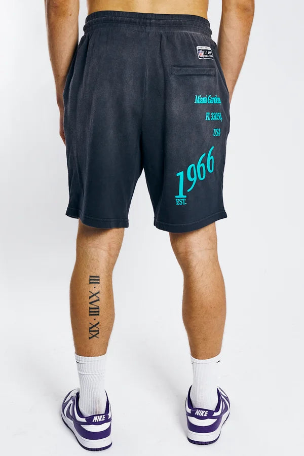 MJA-K8 (Majestic multi logo shorts dolphine faded black) 122294782 MAJESTIC