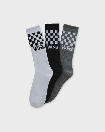 VA-L (Vans men's classic check crew socks black/white/grey) 112391413