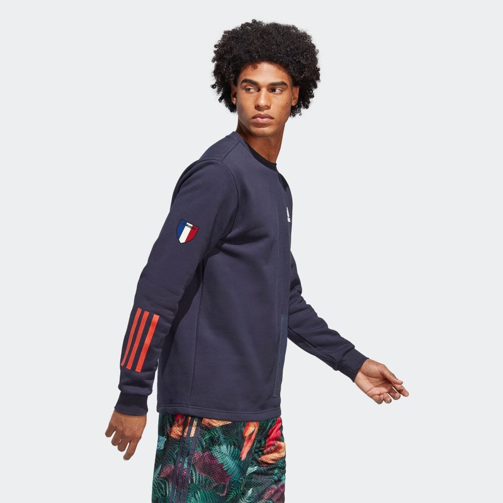 AA-N19 (Adidas french rugby lifestyle sweat crewneck legend ink/shadow navy) 32296290 ADIDAS